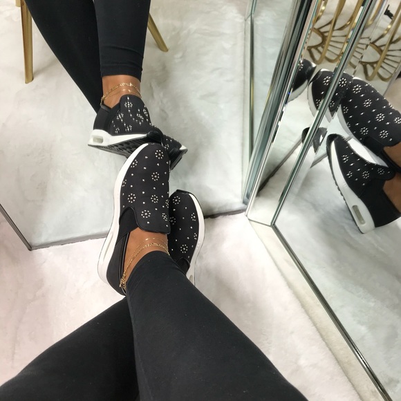 Slip On Embellished Sneakers in Black - Picture 6 of 8